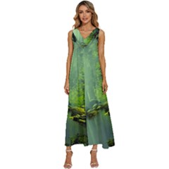 Trees Forest Artwork Nature Beautiful Landscape V-neck Sleeveless Loose Fit Overalls by Sarkoni