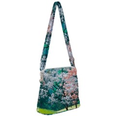 Anime Scenery Landscape Zipper Messenger Bag by Sarkoni