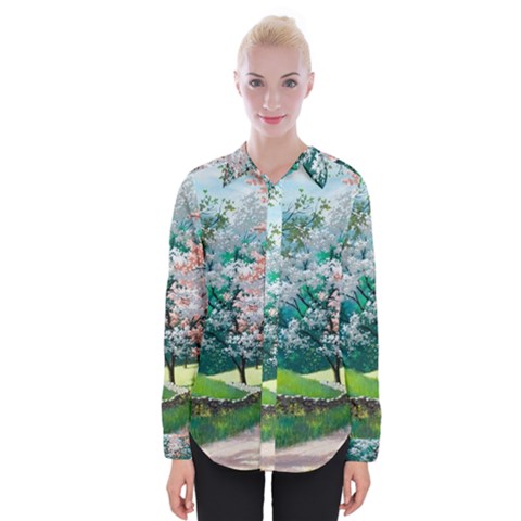 Anime Scenery Landscape Womens Long Sleeve Shirt by Sarkoni