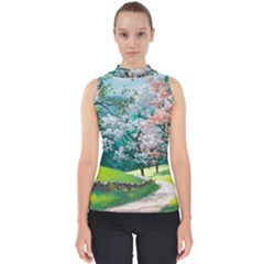 Anime Scenery Landscape Mock Neck Shell Top by Sarkoni