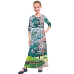 Anime Scenery Landscape Kids  Quarter Sleeve Maxi Dress