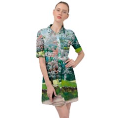 Anime Scenery Landscape Belted Shirt Dress by Sarkoni