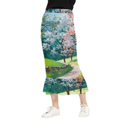 Anime Scenery Landscape Maxi Fishtail Chiffon Skirt by Sarkoni