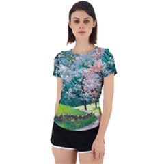 Anime Scenery Landscape Back Cut Out Sport T-shirt by Sarkoni