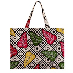 Leaves Foliage Batik Seamless Zipper Mini Tote Bag by Sarkoni