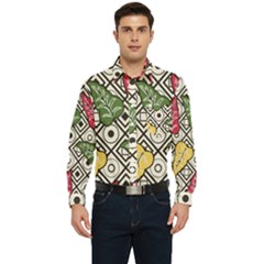 Leaves Foliage Batik Seamless Men s Long Sleeve Pocket Shirt  by Sarkoni