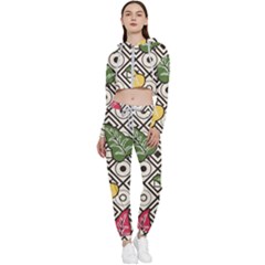 Leaves Foliage Batik Seamless Cropped Zip Up Lounge Set by Sarkoni