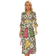 Leaves Foliage Batik Seamless Midsummer Wrap Dress by Sarkoni