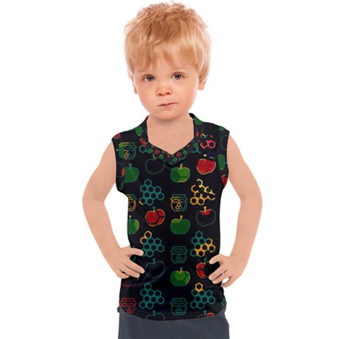 Apples Honey Honeycombs Pattern Kids  Sport Tank Top by Sarkoni