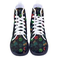 Apples Honey Honeycombs Pattern Men s High-top Canvas Sneakers