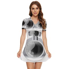 Washing Machines Home Electronic V-neck High Waist Chiffon Mini Dress by Sarkoni