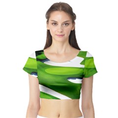 Golf Course Par Green Short Sleeve Crop Top by Sarkoni