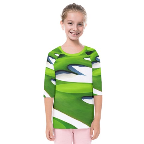 Golf Course Par Green Kids  Quarter Sleeve Raglan T-shirt by Sarkoni