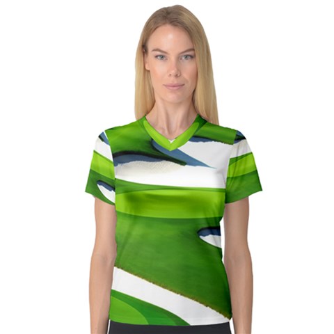 Golf Course Par Green V-neck Sport Mesh T-shirt by Sarkoni