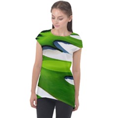 Golf Course Par Green Cap Sleeve High Low Top by Sarkoni