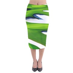 Golf Course Par Green Velvet Midi Pencil Skirt by Sarkoni