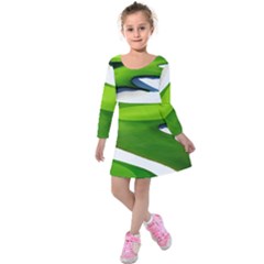 Golf Course Par Green Kids  Long Sleeve Velvet Dress by Sarkoni