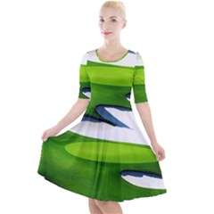 Golf Course Par Green Quarter Sleeve A-line Dress by Sarkoni