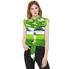 Golf Course Par Green Frill Detail Shirt by Sarkoni