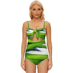 Golf Course Par Green Knot Front One-piece Swimsuit by Sarkoni