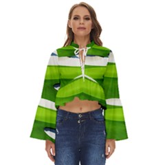 Golf Course Par Green Boho Long Bell Sleeve Top by Sarkoni