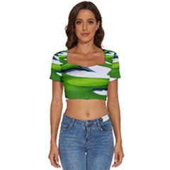 Golf Course Par Green Short Sleeve Square Neckline Crop Top  by Sarkoni