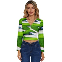 Golf Course Par Green Long Sleeve V-neck Top