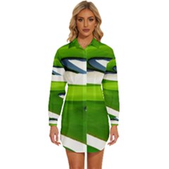 Golf Course Par Green Womens Long Sleeve Shirt Dress