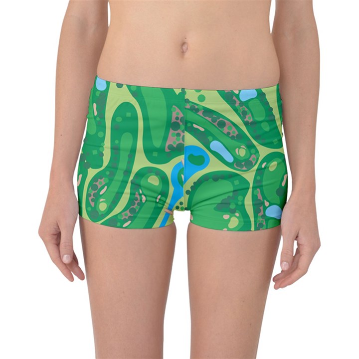 Golf Course Par Golf Course Green Reversible Boyleg Bikini Bottoms