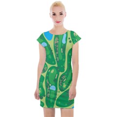 Golf Course Par Golf Course Green Cap Sleeve Bodycon Dress by Sarkoni