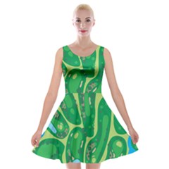 Golf Course Par Golf Course Green Velvet Skater Dress by Sarkoni