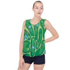 Golf Course Par Golf Course Green Bubble Hem Chiffon Tank Top by Sarkoni