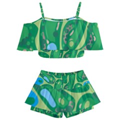 Golf Course Par Golf Course Green Kids  Off Shoulder Skirt Bikini by Sarkoni