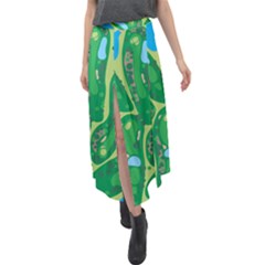 Golf Course Par Golf Course Green Velour Split Maxi Skirt by Sarkoni