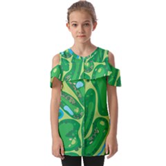 Golf Course Par Golf Course Green Fold Over Open Sleeve Top by Sarkoni