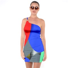 Abstract Circles, Art, Colorful, Colors, Desenho, Modern One Shoulder Ring Trim Bodycon Dress by nateshop