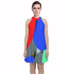 Abstract Circles, Art, Colorful, Colors, Desenho, Modern Velvet Halter Neckline Dress  by nateshop