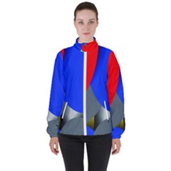 Abstract Circles, Art, Colorful, Colors, Desenho, Modern Women s High Neck Windbreaker by nateshop