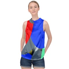 Abstract Circles, Art, Colorful, Colors, Desenho, Modern High Neck Satin Top by nateshop