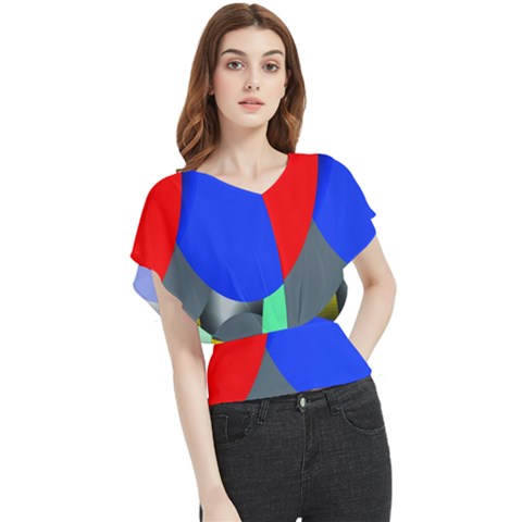 Abstract Circles, Art, Colorful, Colors, Desenho, Modern Butterfly Chiffon Blouse by nateshop