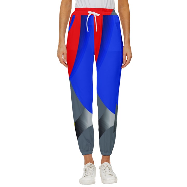 Abstract Circles, Art, Colorful, Colors, Desenho, Modern Women s Cropped Drawstring Pants