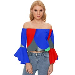 Abstract Circles, Art, Colorful, Colors, Desenho, Modern Off Shoulder Flutter Bell Sleeve Top by nateshop