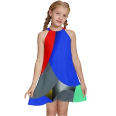 Abstract Circles, Art, Colorful, Colors, Desenho, Modern Kids  Halter Collar Waist Tie Chiffon Dress by nateshop