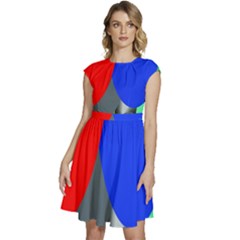 Abstract Circles, Art, Colorful, Colors, Desenho, Modern Cap Sleeve High Waist Dress by nateshop