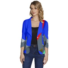 Abstract Circles, Art, Colorful, Colors, Desenho, Modern Women s One-button 3/4 Sleeve Short Jacket by nateshop