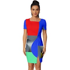 Abstract Circles, Art, Colorful, Colors, Desenho, Modern Fitted Knot Split End Bodycon Dress by nateshop