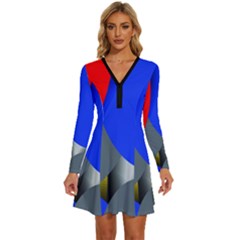 Abstract Circles, Art, Colorful, Colors, Desenho, Modern Long Sleeve Deep V Mini Dress 