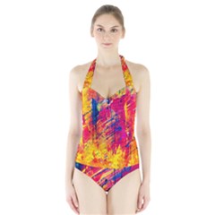 Abstract Design Calorful Halter Swimsuit by nateshop