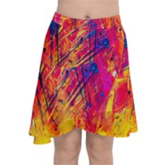 Abstract Design Calorful Chiffon Wrap Front Skirt by nateshop