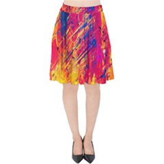 Abstract Design Calorful Velvet High Waist Skirt by nateshop